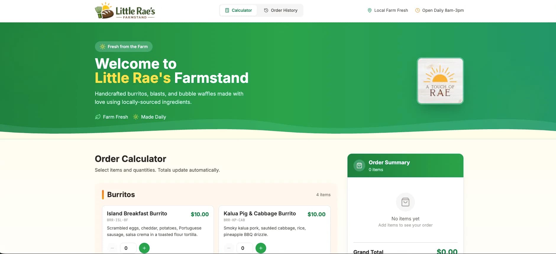 Calculate Farm Receipt preview